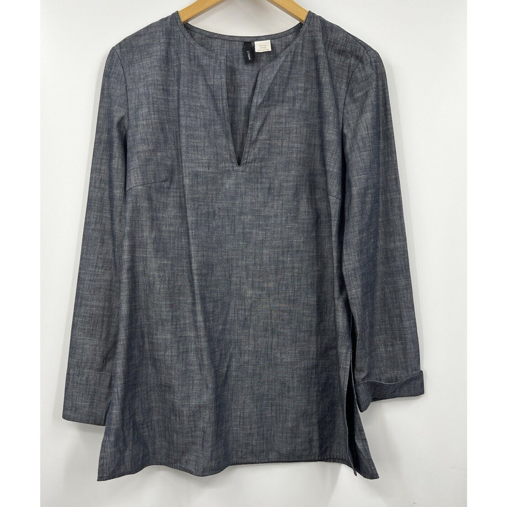 J Crew Shirt Womens Blue Pullover Denim Blue Long Sleeve‎ Tunic Size 8